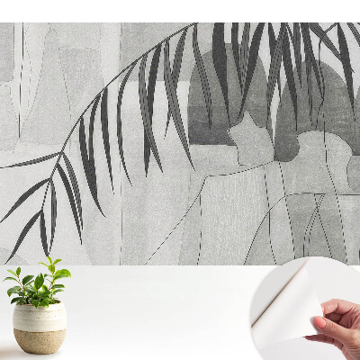 Tapeta Šedé geometrické vzory palmových listů