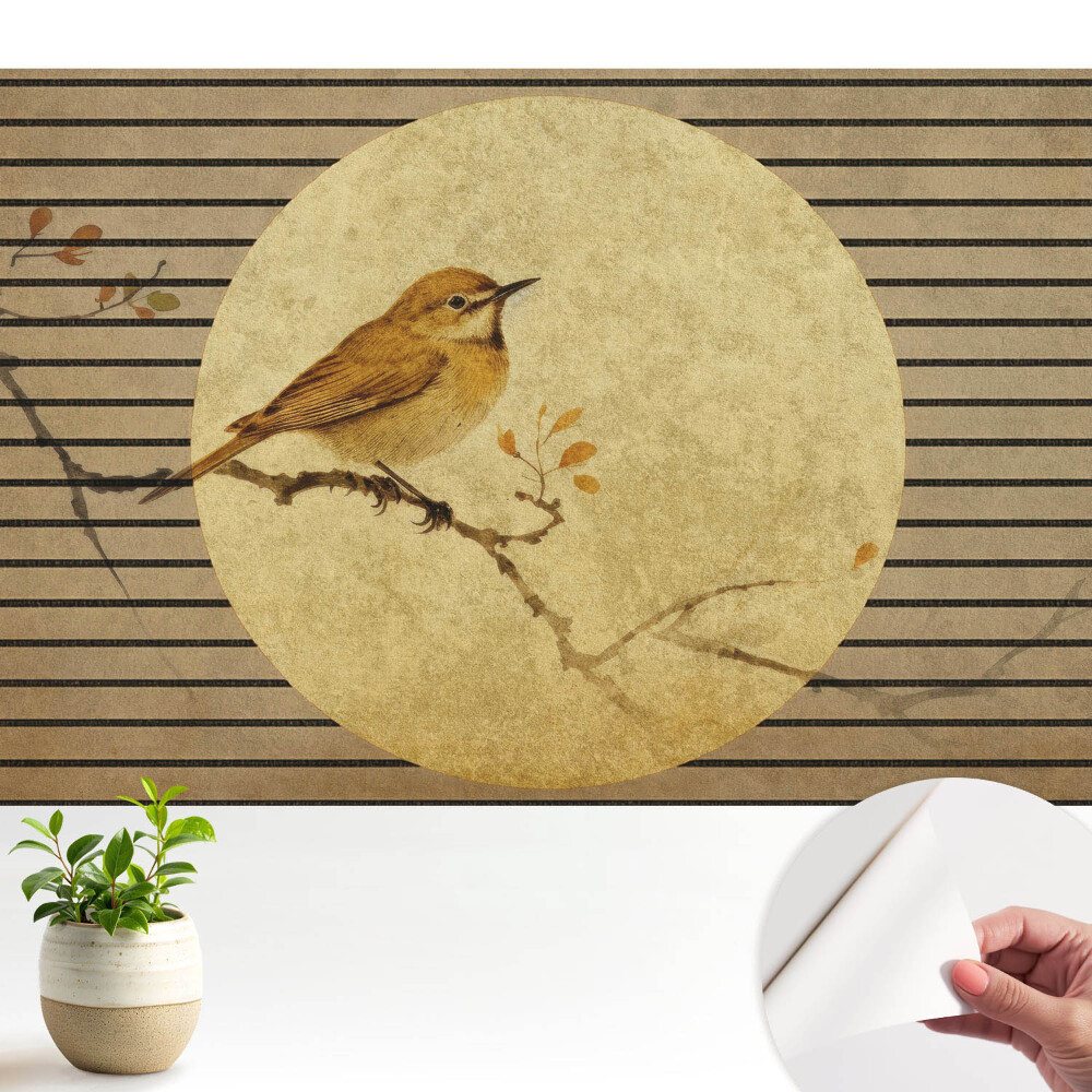 Tapeta Pták na větvi v harmonii přírody v japonském stylu