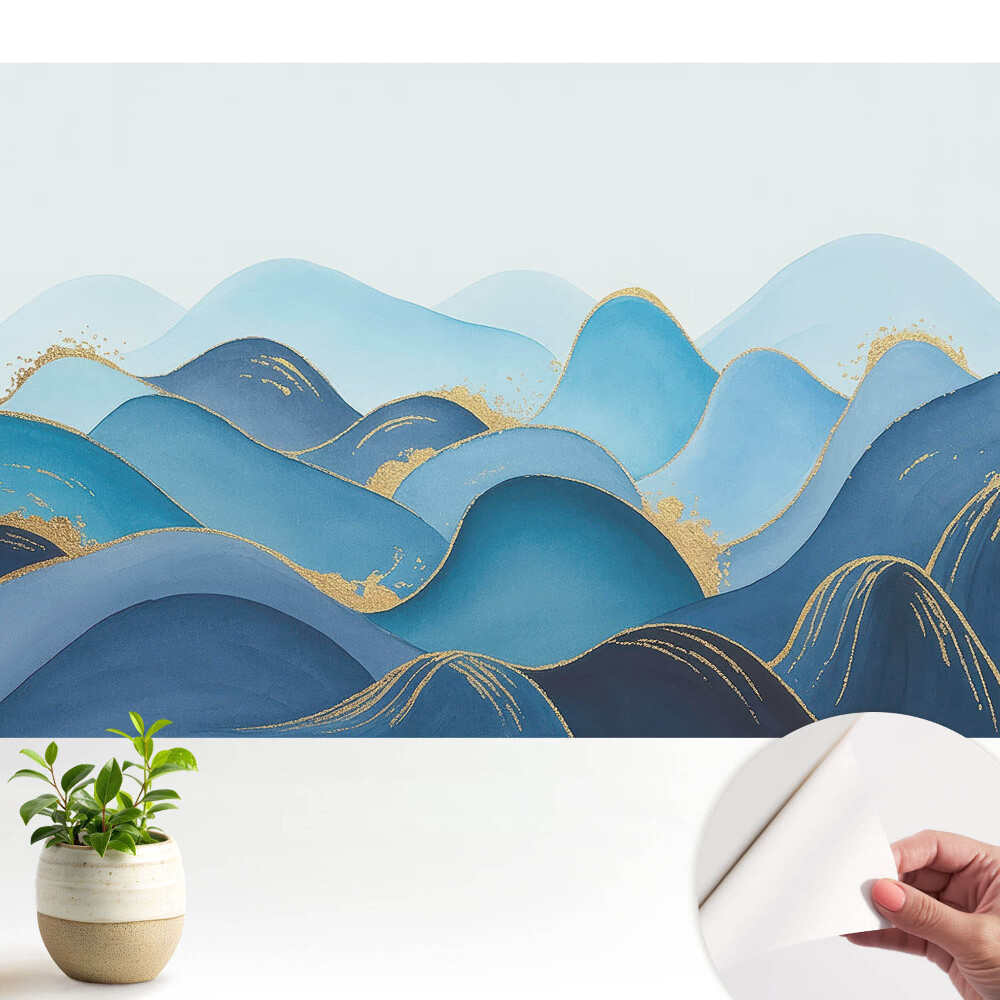 Tapeta na zeď Modré vlny se žlutým akcentem