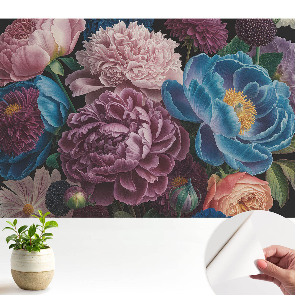 Tapeta do obyvaku Květinový vzor plný barev