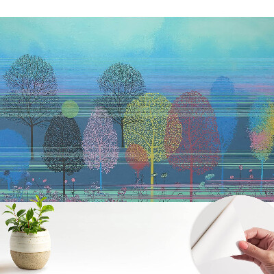 Tapeta Barevné stromy proti obloze