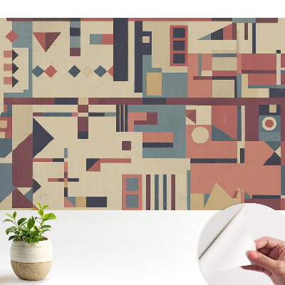 Tapeta s geometrickými tvary a zářivými barvami