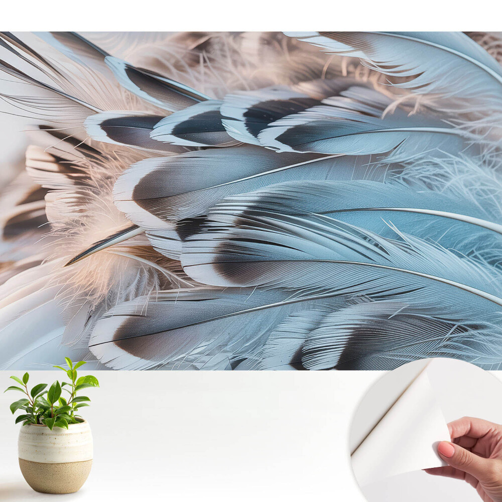 Tapeta na zeď Modré peří s harmonickými vzory