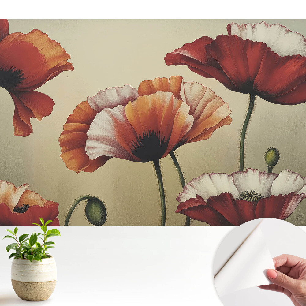 Tapeta do obyvaku Makové květy v klasickém stylu