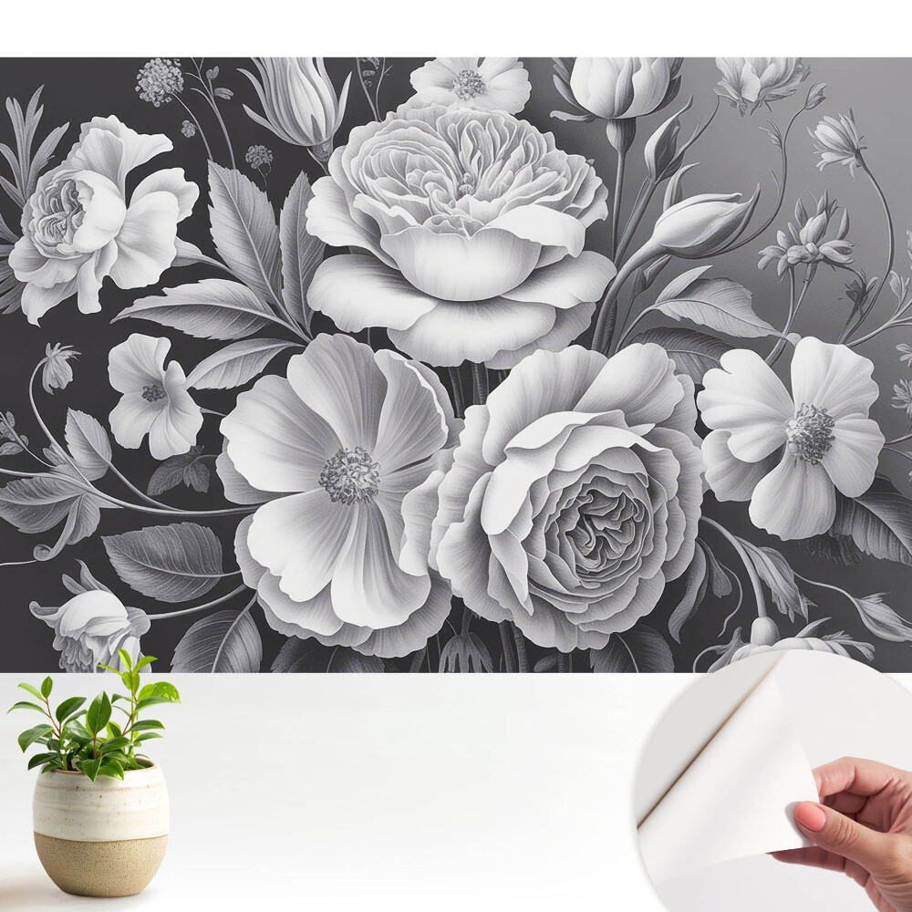 Tapeta Šedé květiny elegance krása