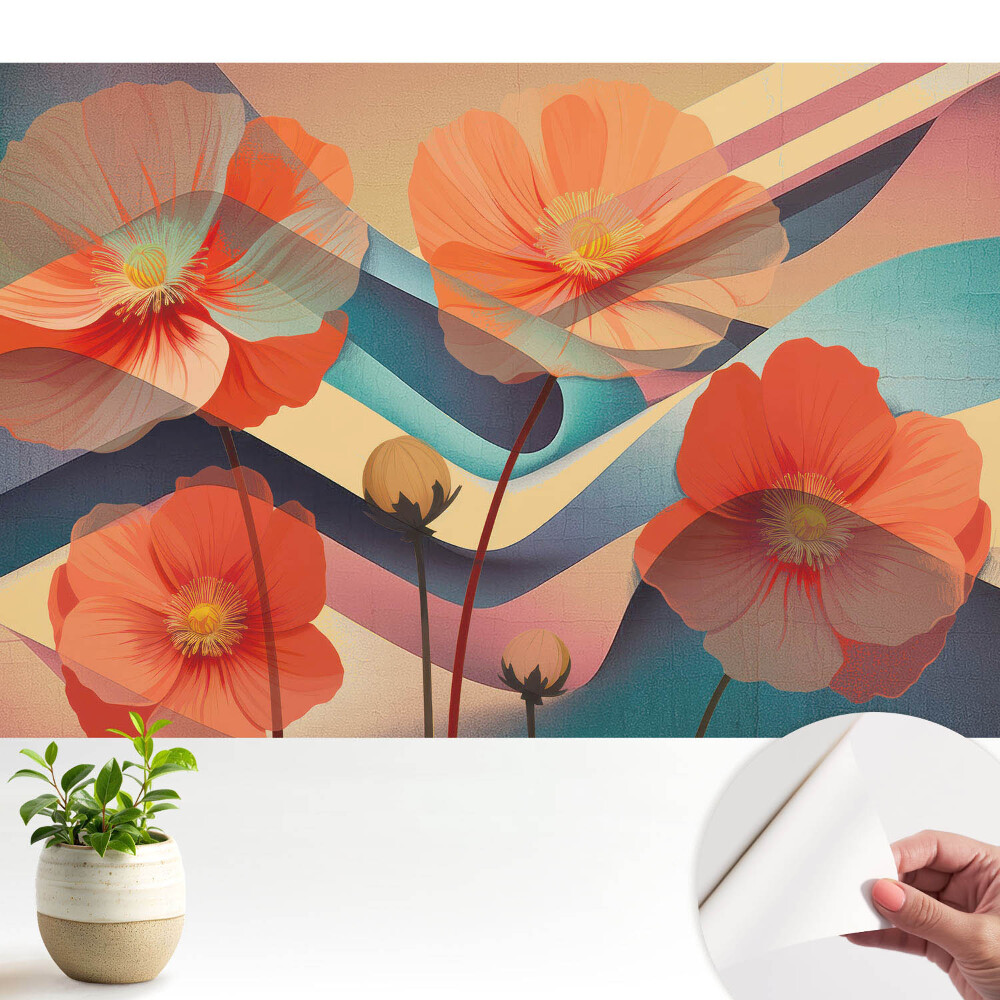 Tapeta na zeď Abstraktní tvary oranžových květů