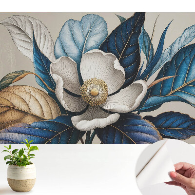 Tapeta do obyvaku Květiny a listy v moderním stylu