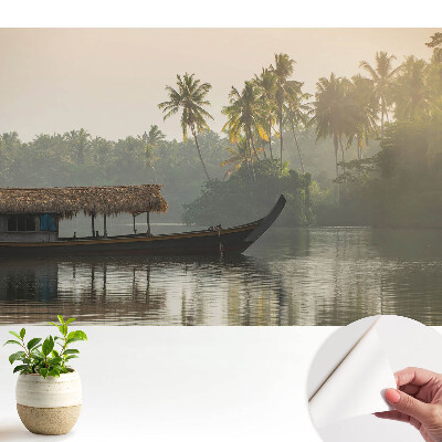 Tapeta Mystická krajina s lodí a palmami