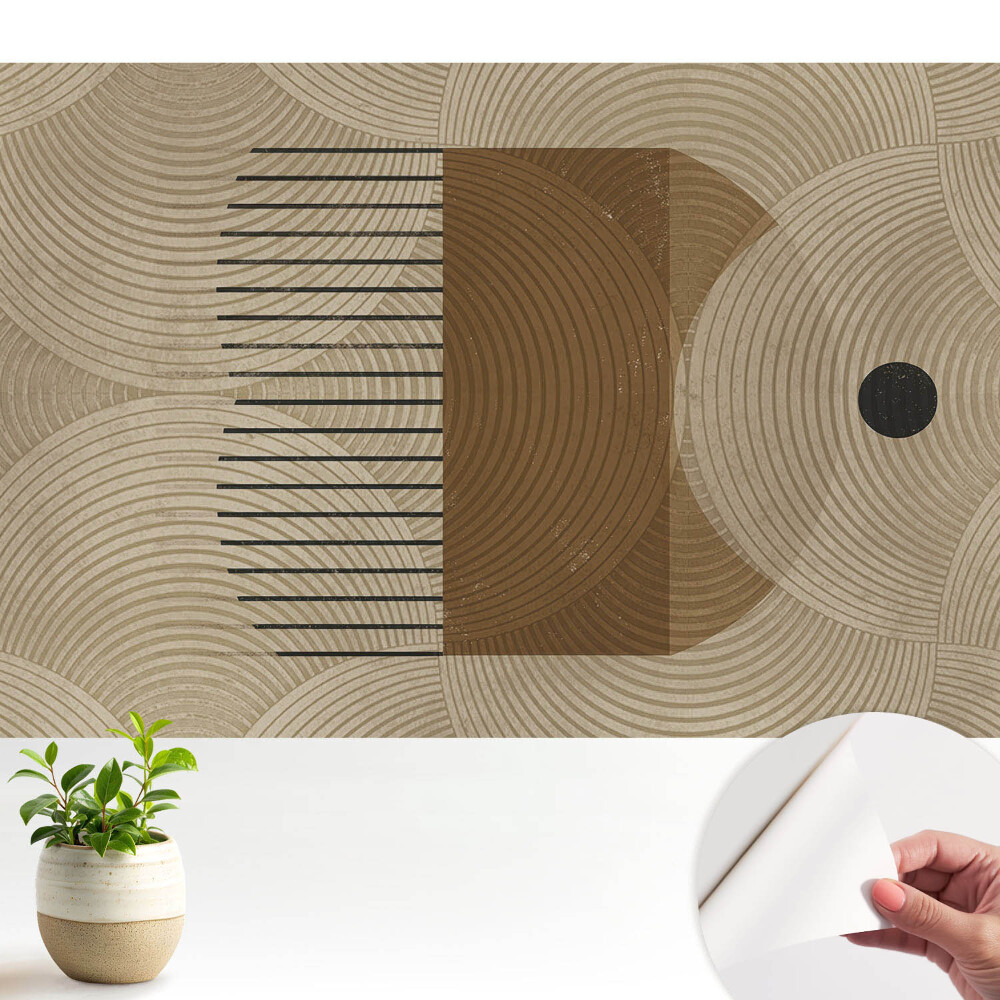 Tapeta na zeď Geometrické kruhy a čáry v teplých odstínech