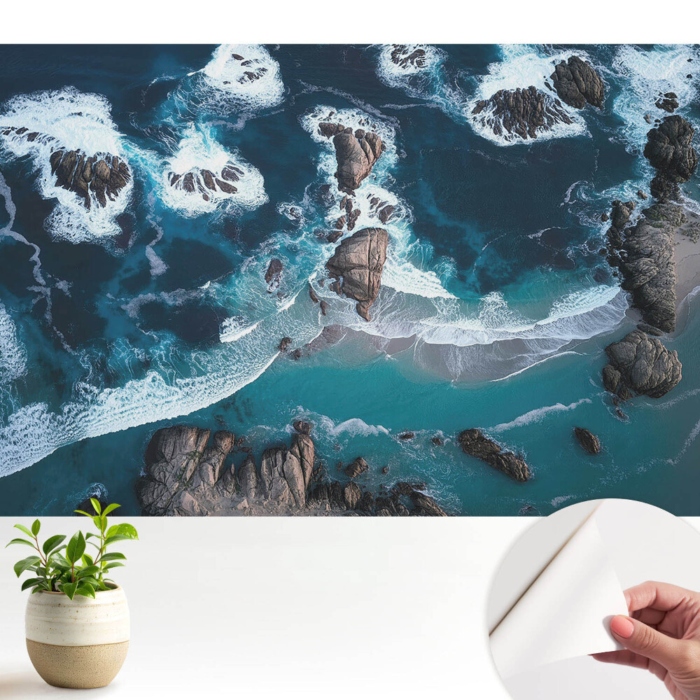 Tapeta na zeď Pohled na oceán s kameny shora v živých barvách