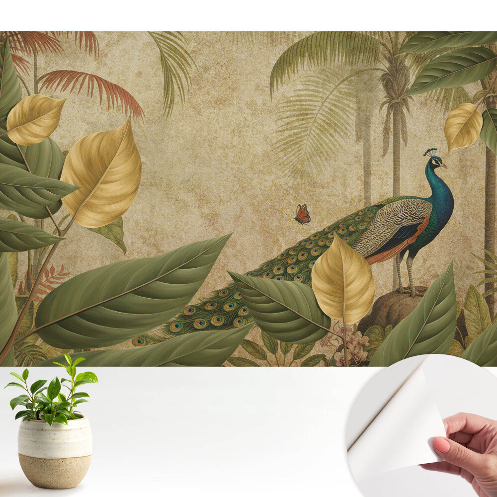 Tapeta Tropický páv mezi zelení