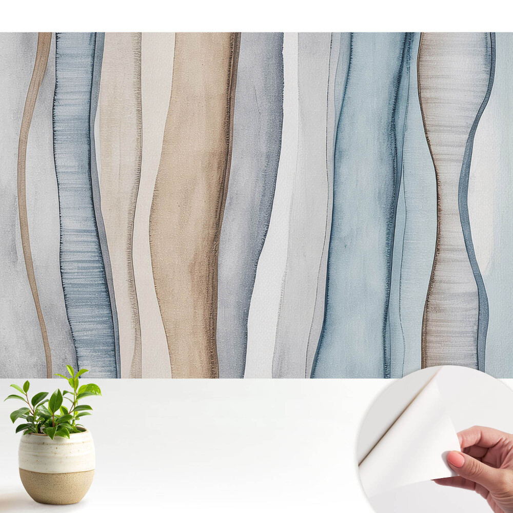 Tapeta na zeď Vertikální vlny modrých a béžových pruhů