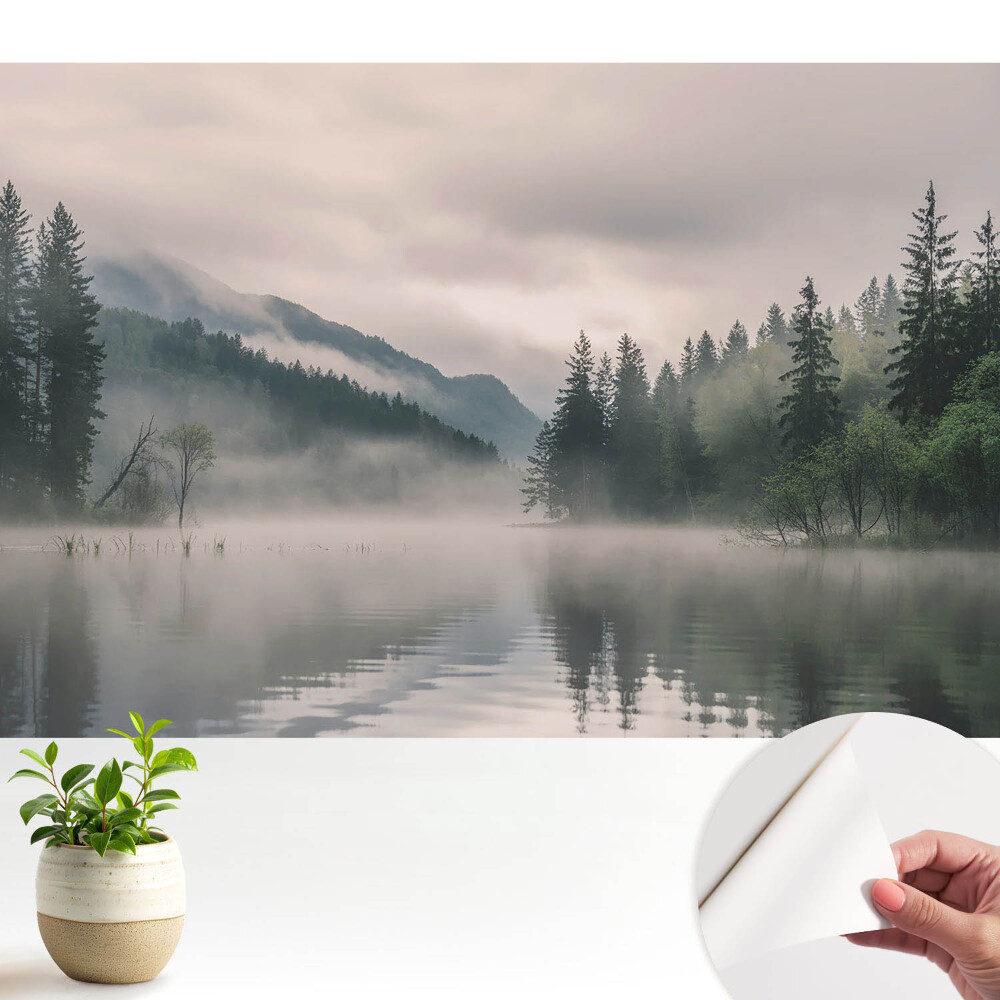 Tapeta na zeď Mlha nad jezerem mezi horami