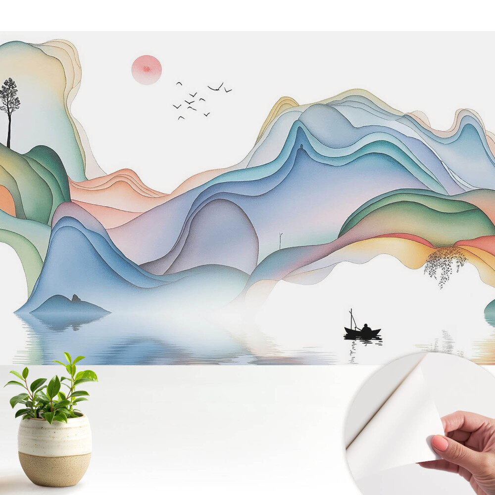 Tapeta na zeď Pastelová krajina s zvlněnými horami