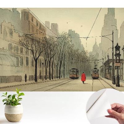 Tapeta do obývacího pokoje s motivem klasické symetrie města na podzim