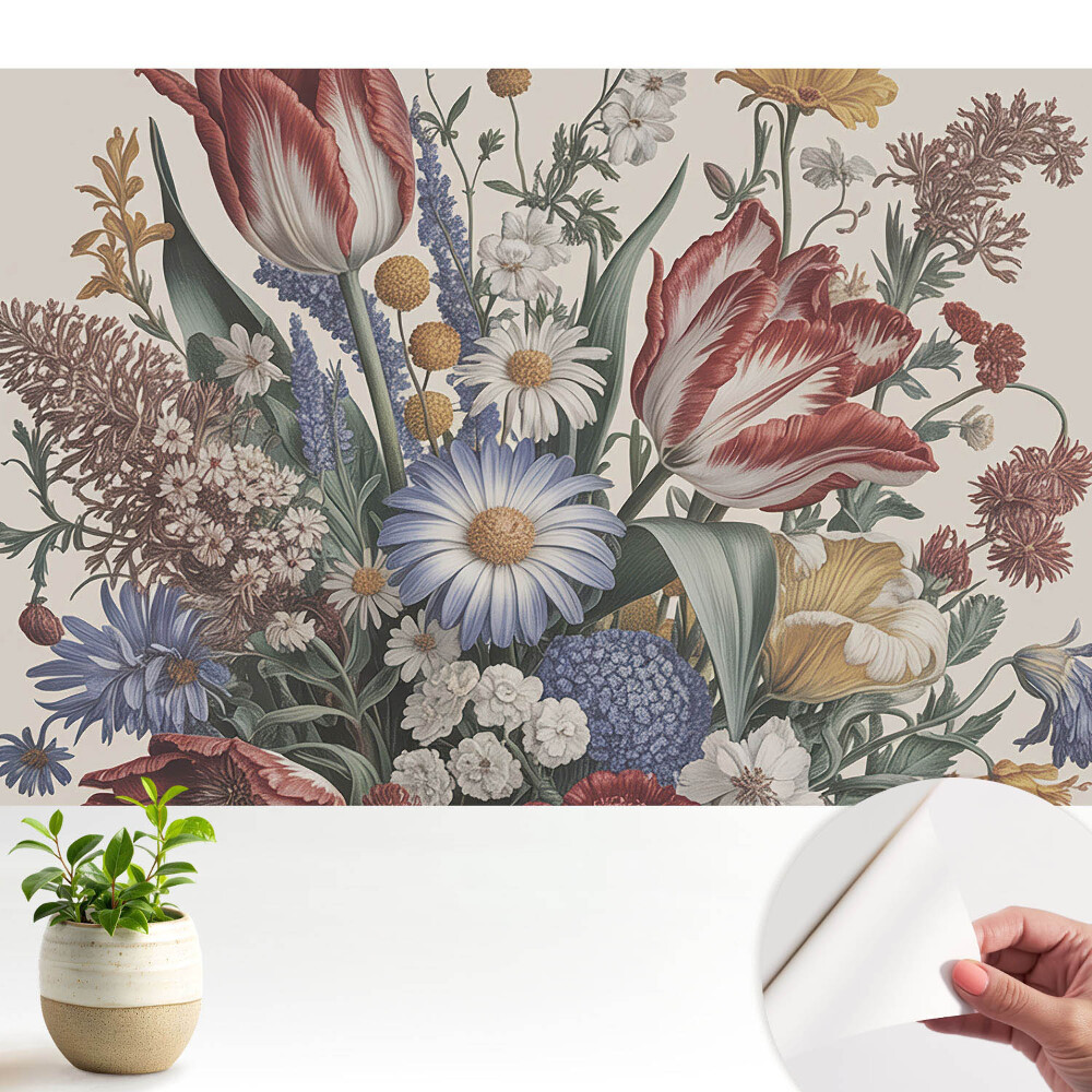 Tapeta do obyvaku Barevné květinové aranžmá v klasickém stylu