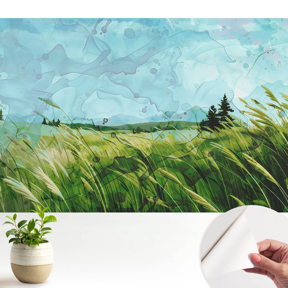 Tapeta do obyvaku Rustikální louka v akvarelu