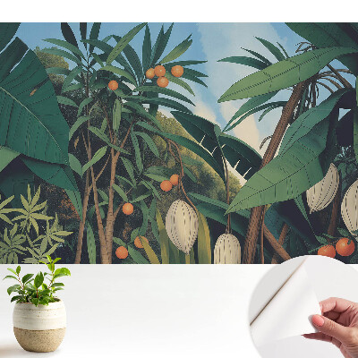 Tapeta do obyvaku Exotické listy a plody v tropech