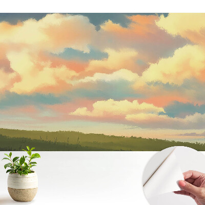 Tapeta Pastelové mraky louka dojem