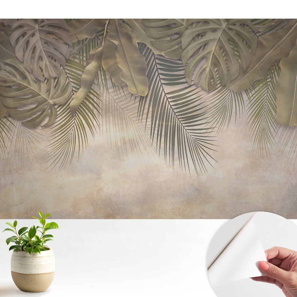 Tapeta do obyvaku Exotická elegance v přírodních odstínech