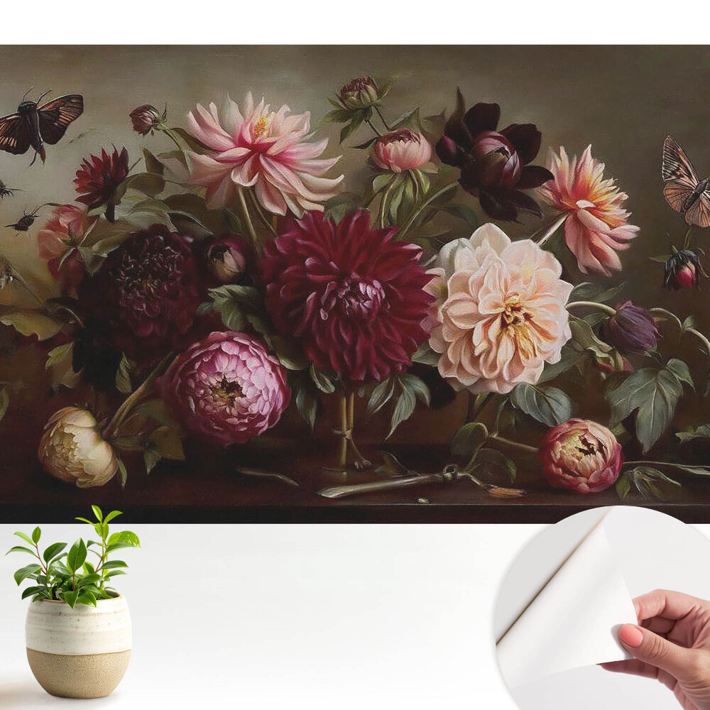 Tapeta na zeď Květiny a motýli v klasické kytici