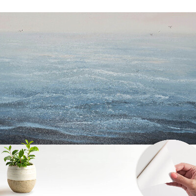 Tapeta do obyvaku Modré vlny a ptáci