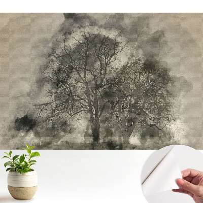 Tapeta na zeď Mlžné stromy, atmosférické akvarely
