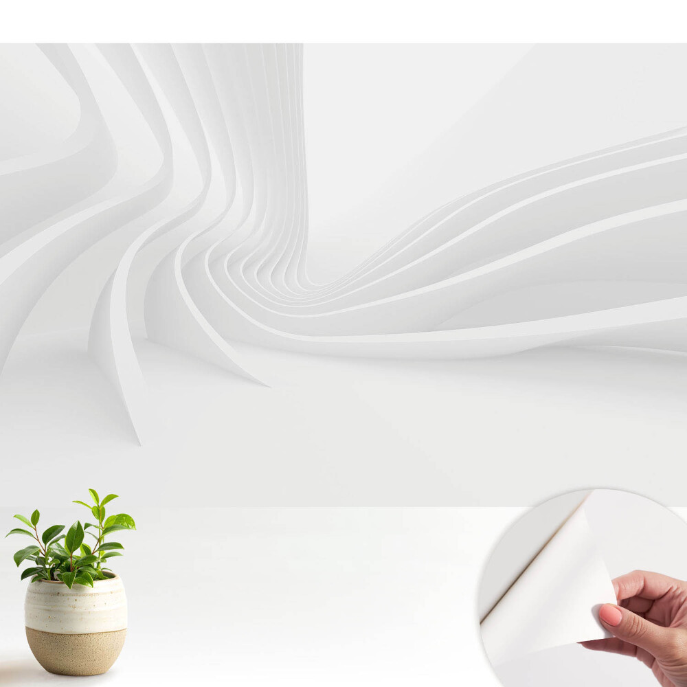 Tapeta Bílé vlnité linie moderní elegance