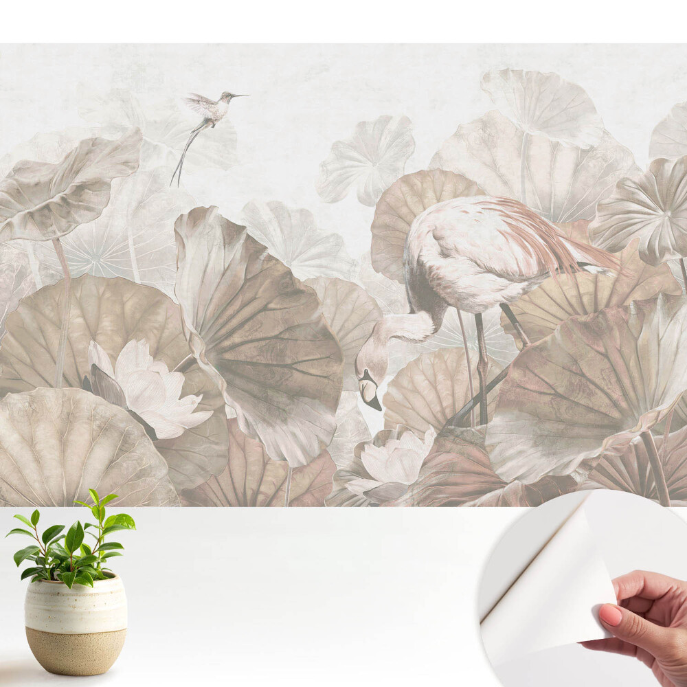 Tapeta Plameňák mezi listy