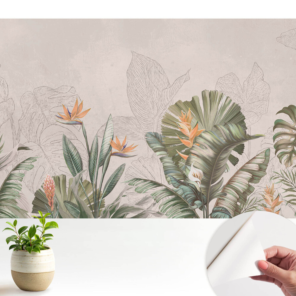 Tapeta do obyvaku Exotická vegetace s barevnými květy