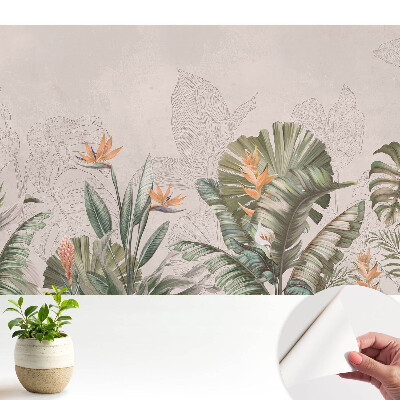 Tapeta do obývacího pokoje s exotickou vegetací a barevnými květy