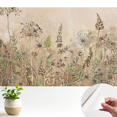 Tapeta s pastelovým rostlinným motivem