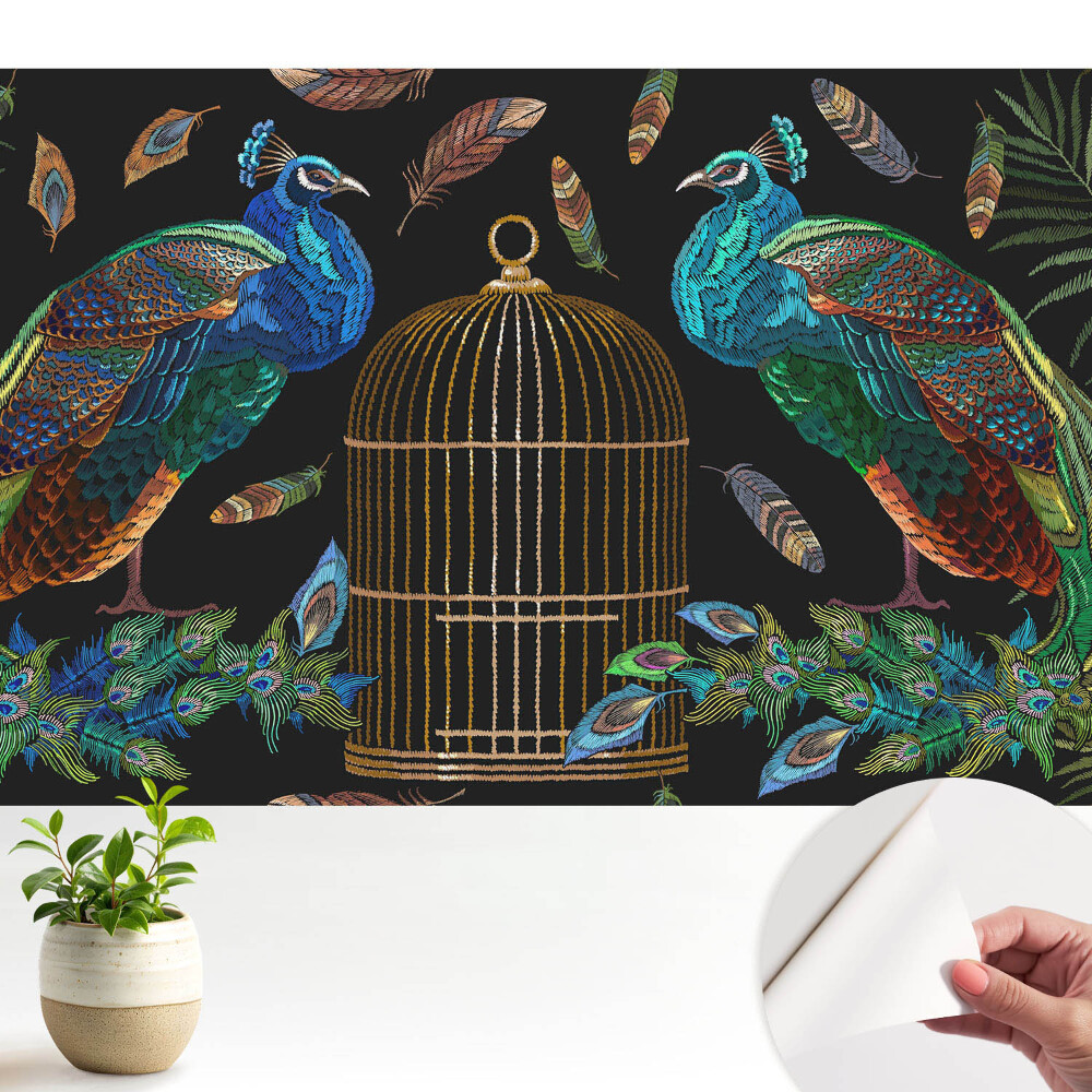 Tapeta Pávi mezi peřím symetrie