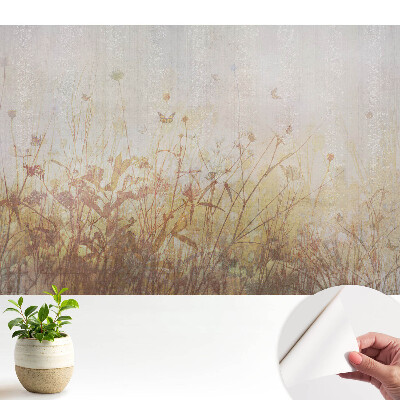 Tapeta na zeď s květinovým a motýlím motivem v pastelových barvách