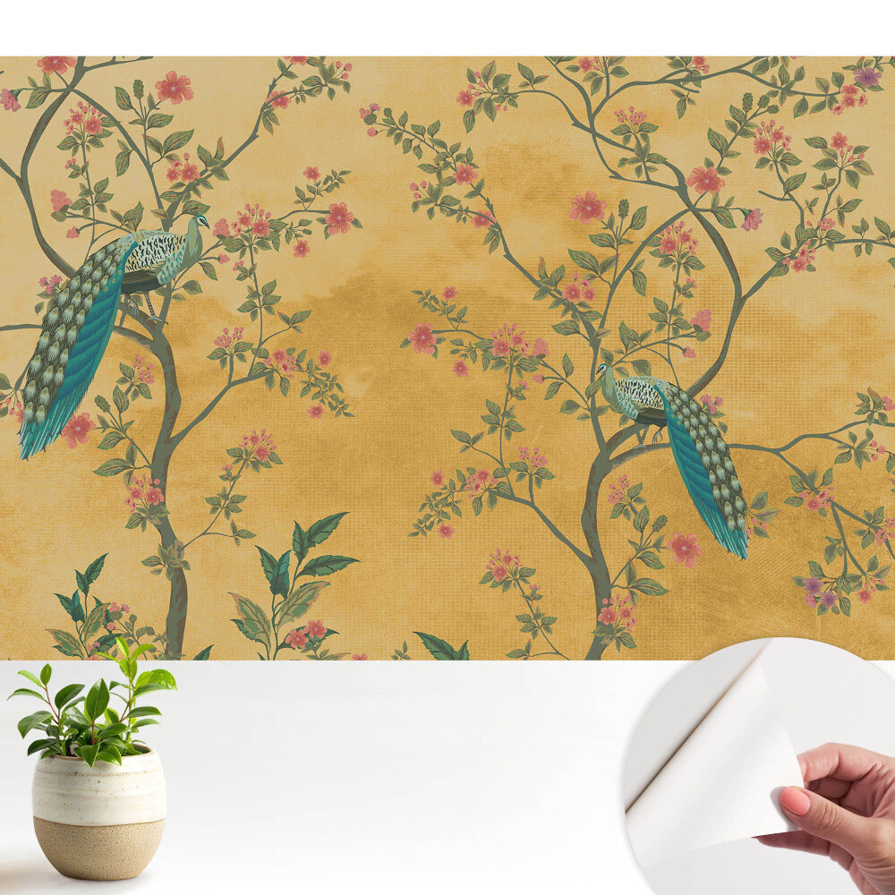 Tapeta na zeď Páví květinové motivy