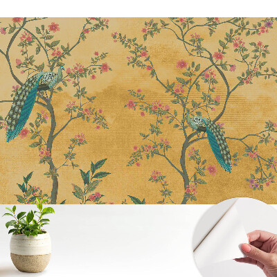 Tapeta na zeď Páví květinové motivy