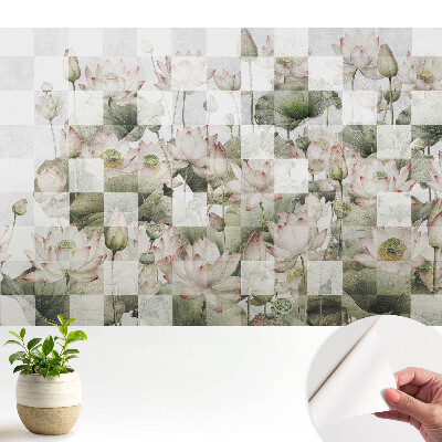 Tapeta Lotosové květy a geometrické vzory