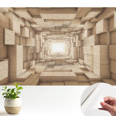 Tapeta do obývacího pokoje s motivem prostorového dřevěného rytmického tunelu