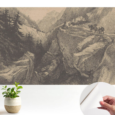 Tapeta s motivem horské krajiny a cestovateli