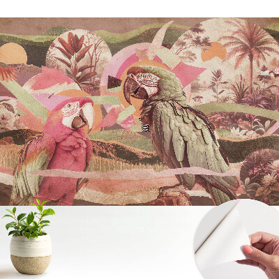 Tapeta Exotických papoušků a tropické vegetace