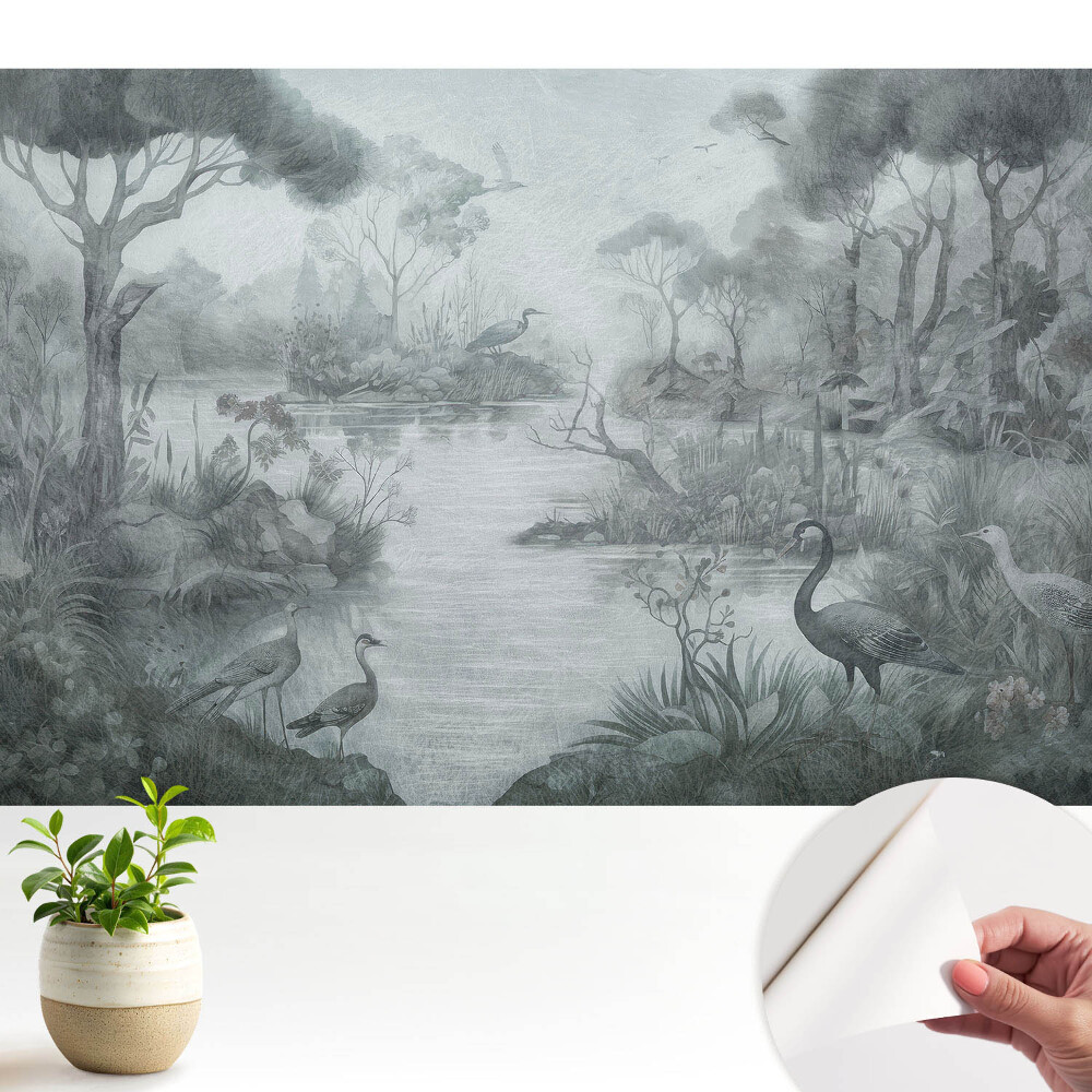 Tapeta do obyvaku Tajemná lesní krajina u jezera