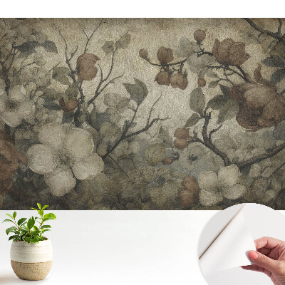 Tapeta na zeď s rustikálním květinovým motivem