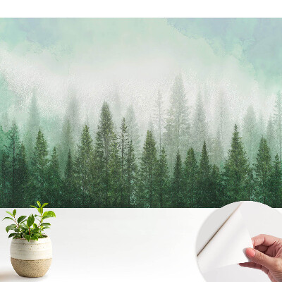 Tapeta na zeď s motivem lesní krajiny a obrysem vlka