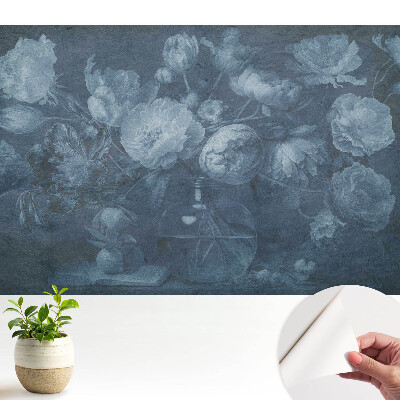 Tapeta do obývacího pokoje s motivem květin ve skleněné váze v klasickém stylu