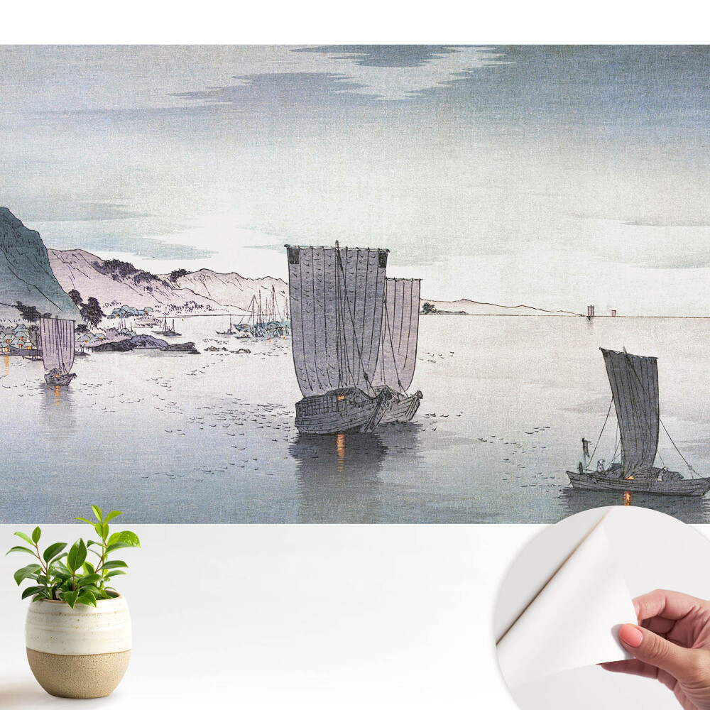 Tapeta na zeď Plachetnice na klidné vodní ploše mezi kopci