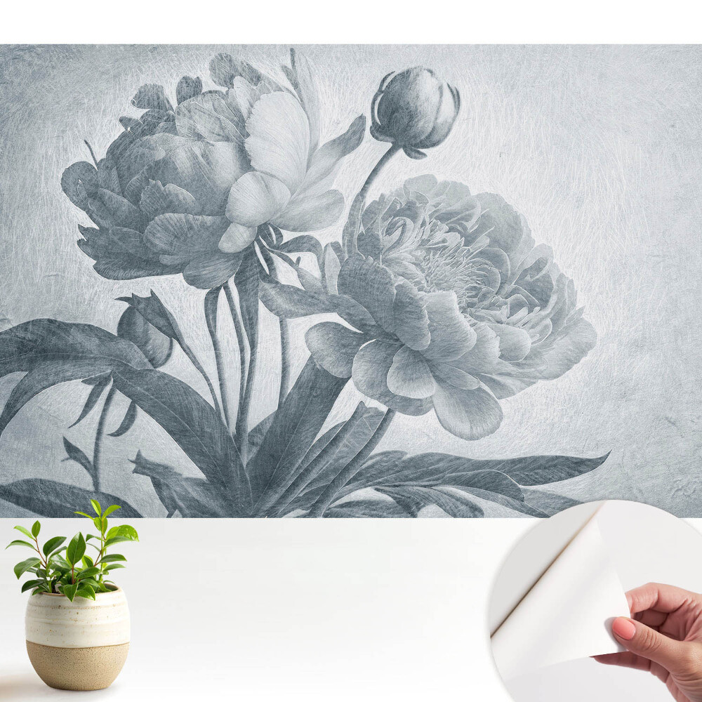 Tapeta na zeď Šedé jemné květiny elegance struktura
