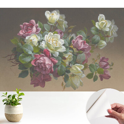 Tapeta na zeď s romantickou kompozicí květin a listů