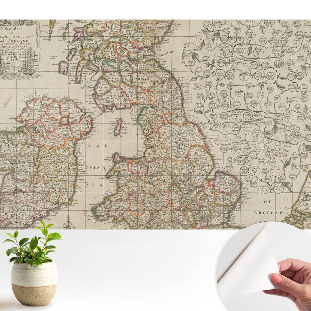 Tapeta Stará mapa Britských ostrovů s detaily.