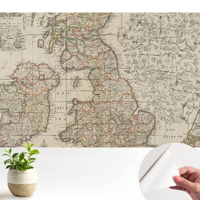 Tapeta Stará mapa Britských ostrovů s detaily.