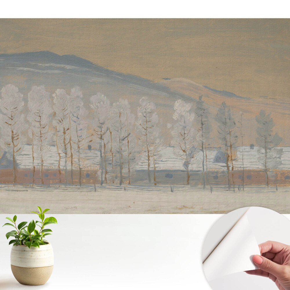 Tapeta na zeď Zimní horská krajina s malebnými chatkami